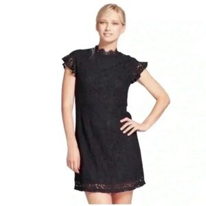 Target Who What Wear Black Lace Mini Sheath Dress with Ruffle cap sleeves
